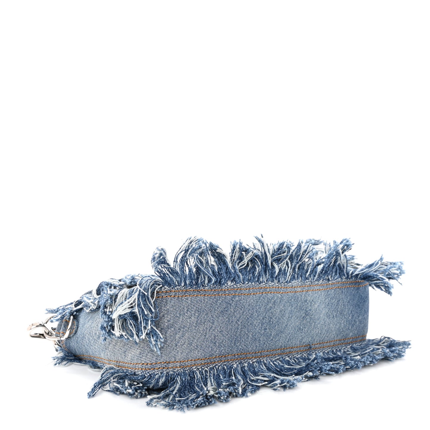 Denim Lavato Cuoio Frayed Baguette Denim Chiaro Cuoio