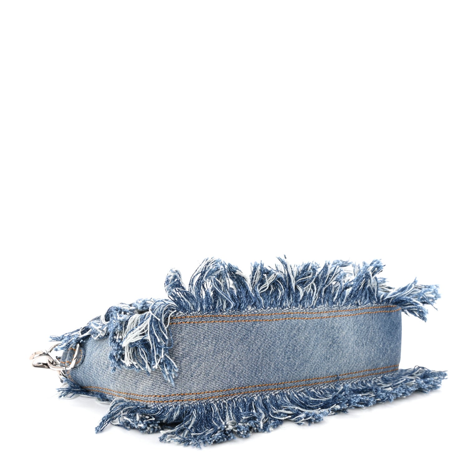 Fendi Denim Lavato Cuoio Frayed Baguette Denim Chiaro Cuoio 4 of 10