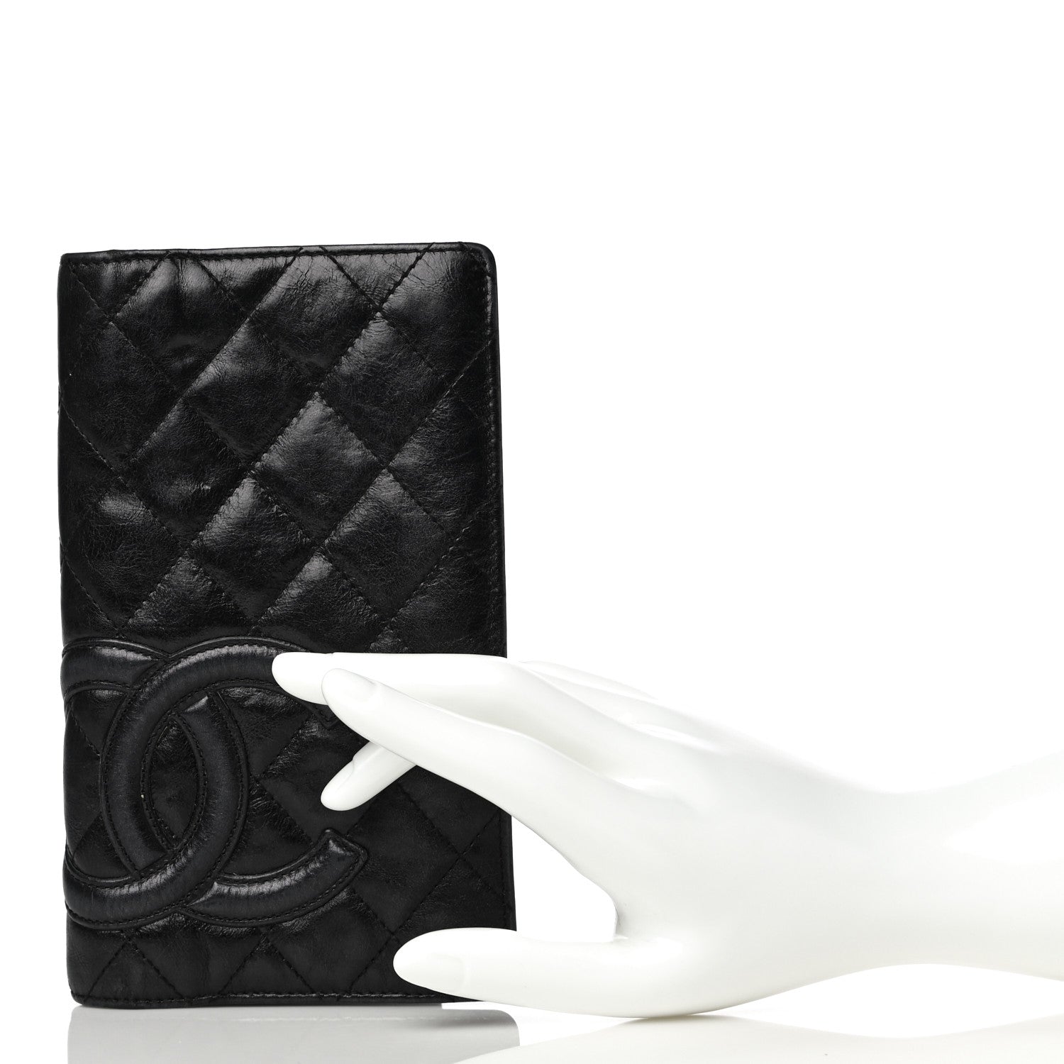 Chanel Aged Calfskin Quilted Cambon Yen Wallet Black 2 of 21