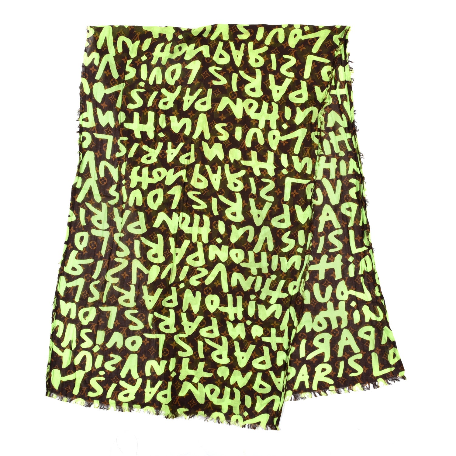 Louis Vuitton Cotton Graffiti Pareo Green 2 of 3