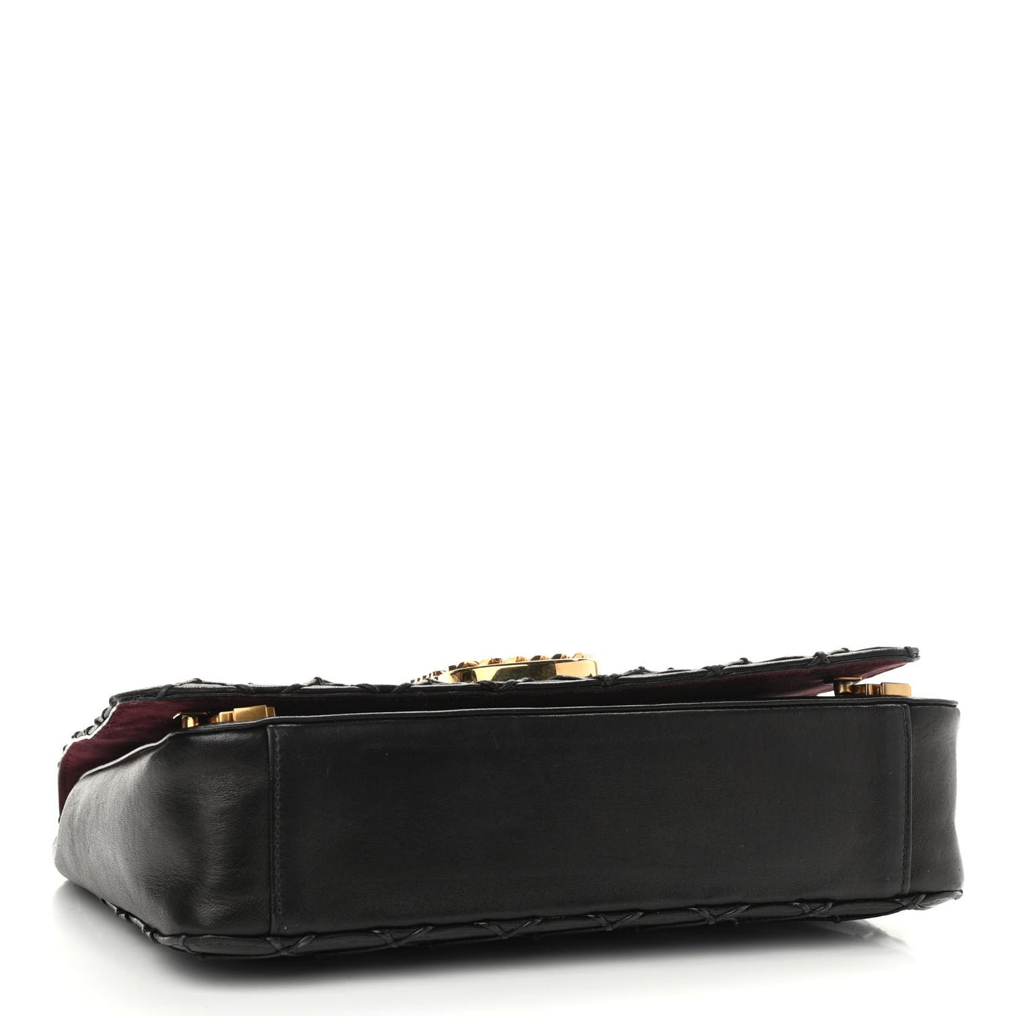 Natural Grain Calfskin Quilted Double J Quilted Bag Black
