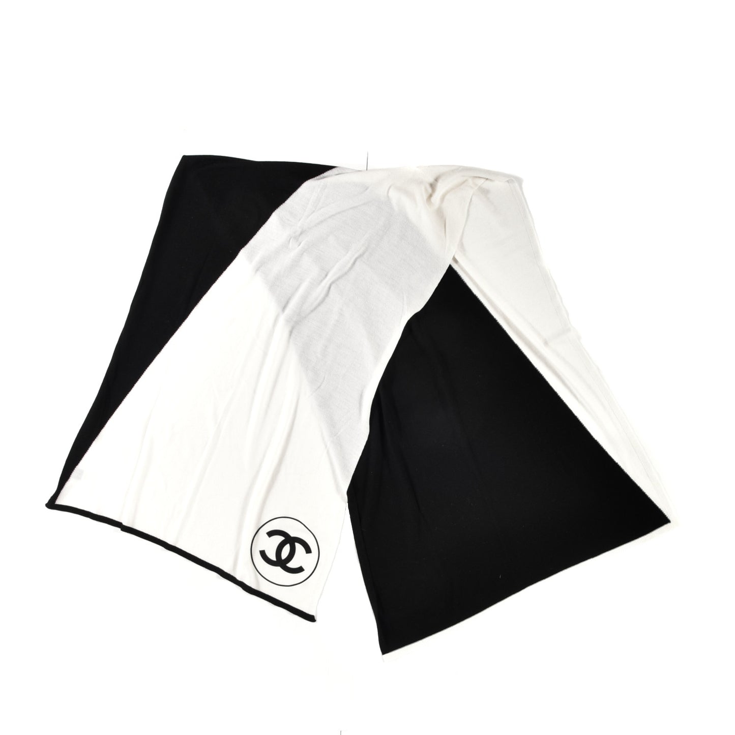 Wool CC Scarf White Black