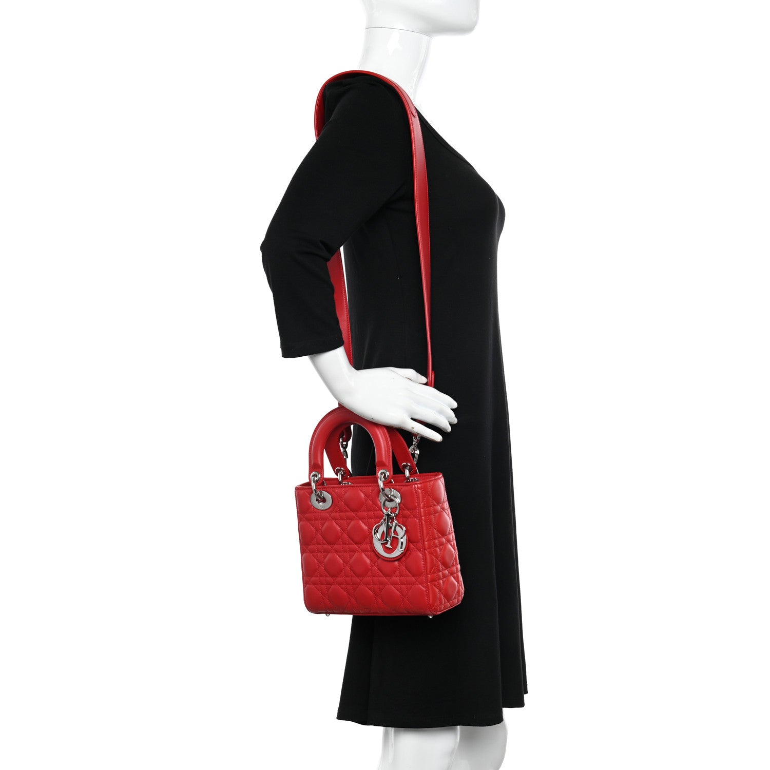 Christian Dior Lambskin Cannage Small My ABCDior Lady Dior Red 2 of 11