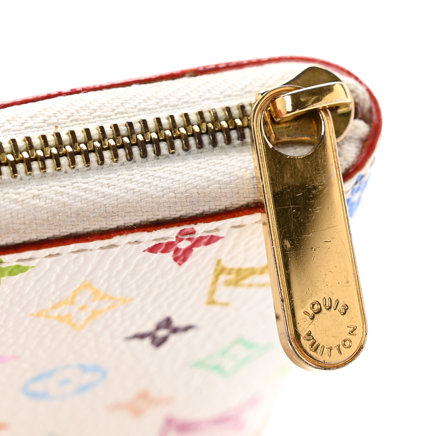 Louis Vuitton Monogram Multicolor Zippy Coin Purse Wallet White Litchi 10 of 11