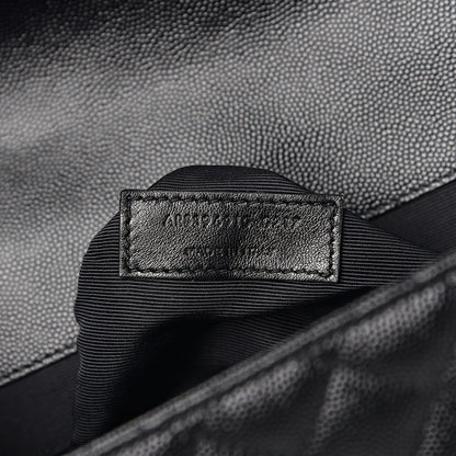 Saint Laurent Grain De Poudre Textured Mixed Matelasse Large Triquilt Monogram Monochrome Satchel Black 8 of 11