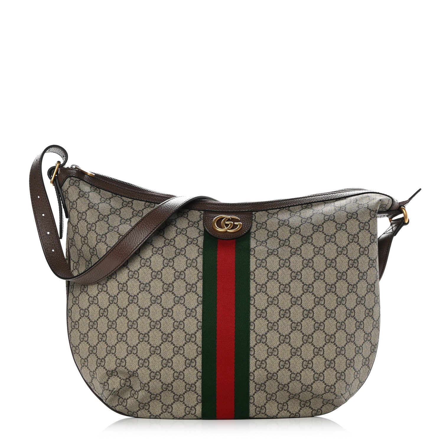 Gucci GG Supreme Monogram Web Ophidia Half Moon Hobo Brown 1 of 10