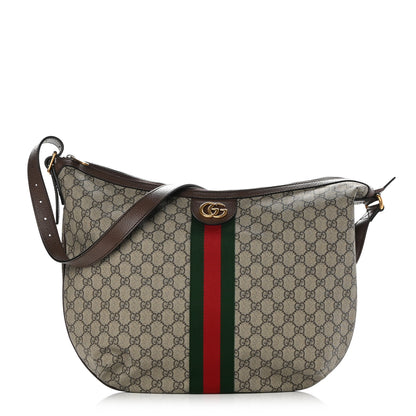 Gucci GG Supreme Monogram Web Ophidia Half Moon Hobo Brown 1 of 10