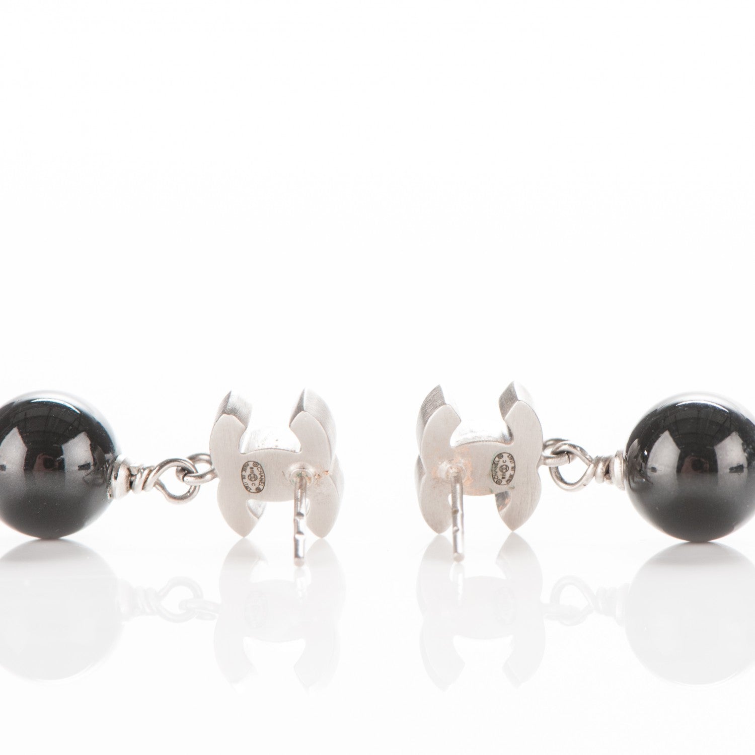 Chanel Enamel Resin CC Drop Earrings Black White 3 of 4