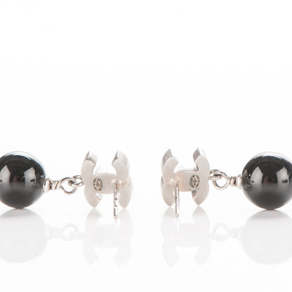 Chanel Enamel Resin CC Drop Earrings Black White 3 of 4