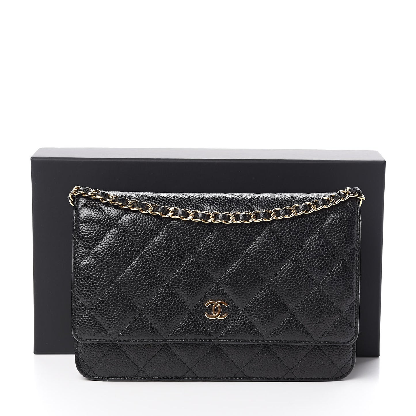 Caviar Quilted Wallet On Chain WOC Black