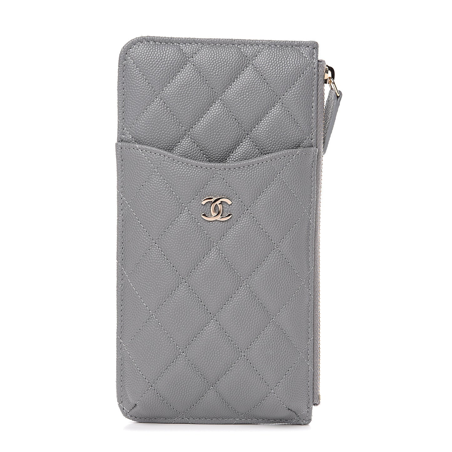 Caviar Quilted Classic iPhone Pouch Grey