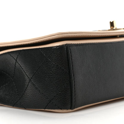 Chanel Sheepskin Quilted Medium Vintage Mademoiselle Flap Beige Black 8 of 12