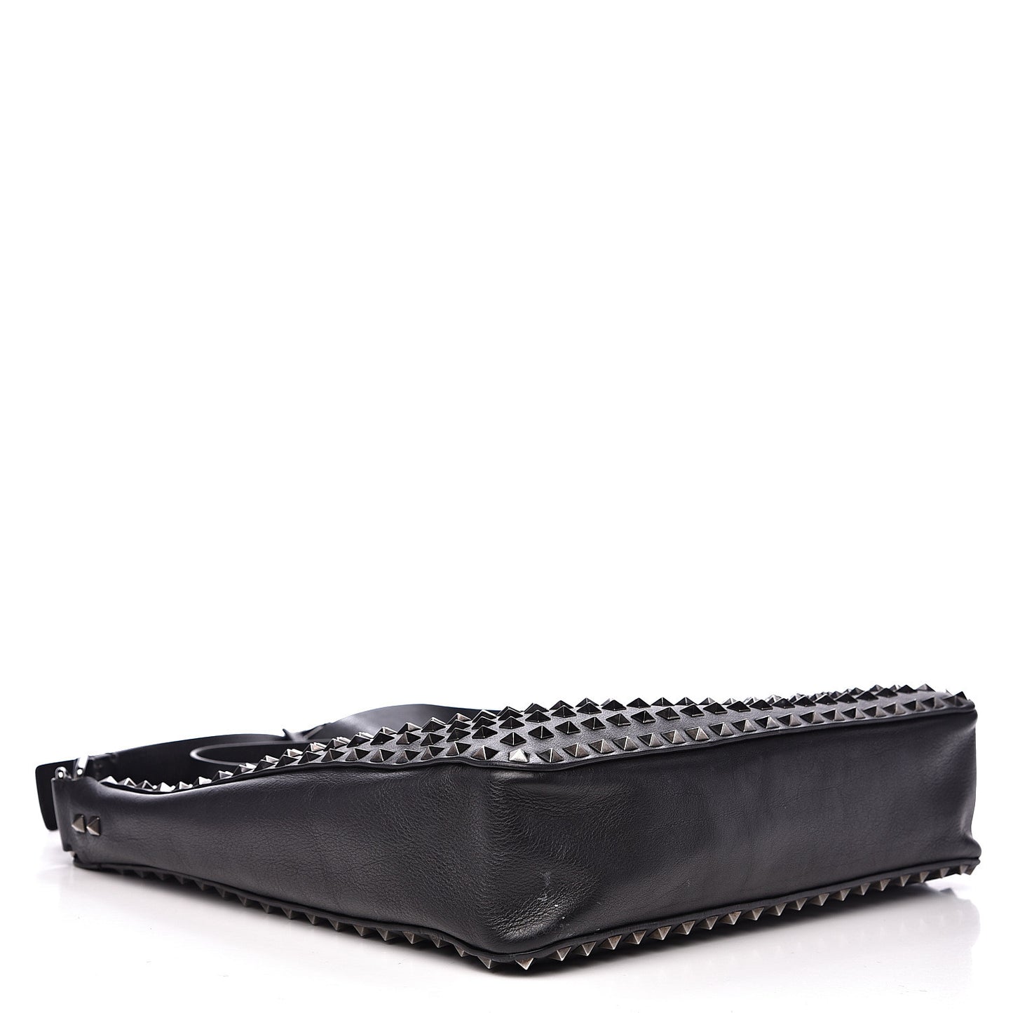 Calfskin Large Rockstud All Over Flip-Lock Messenger Bag Black