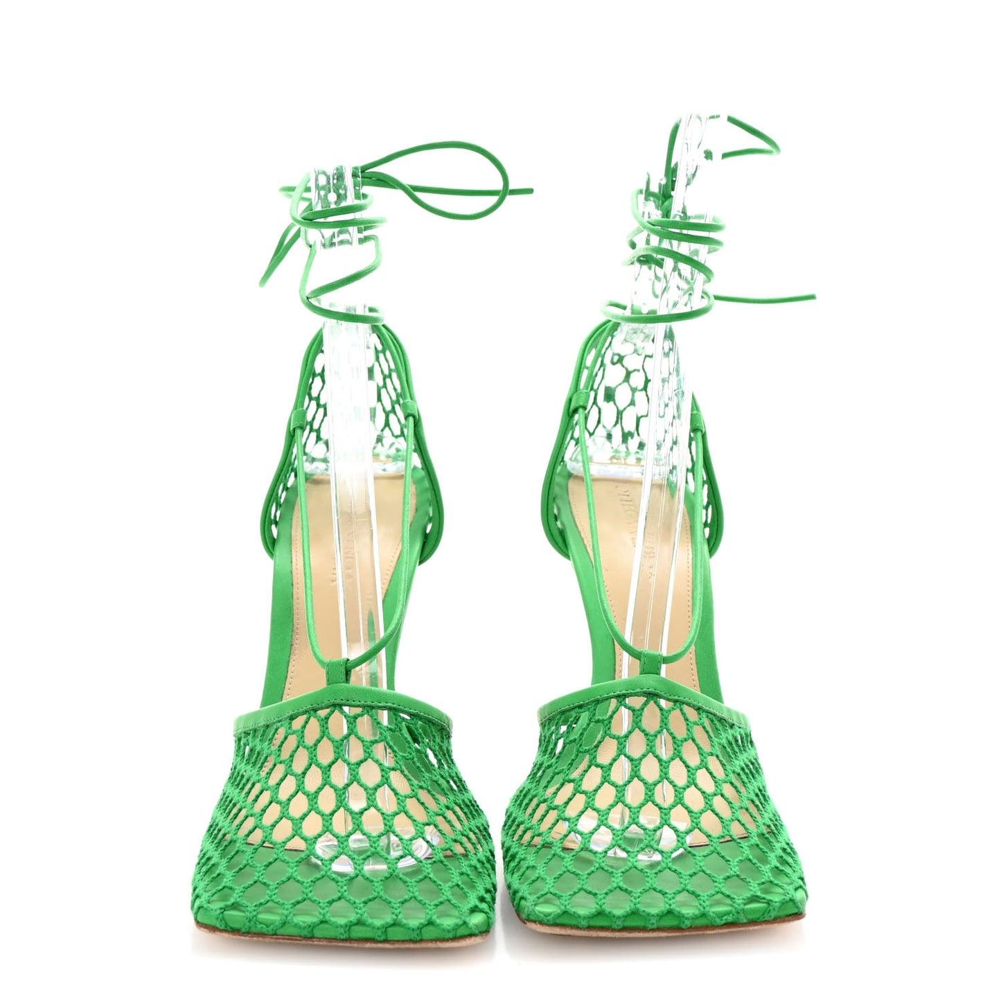 Mesh Nappa Stretch Ankle Tie 90mm Sandals 40 Grass