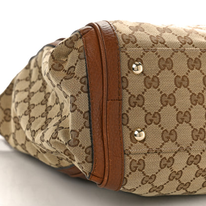 Gucci Monogram Cellarius Calfskin Large Bella Top Handle Bag Beige Ebony Cuir 8 of 9