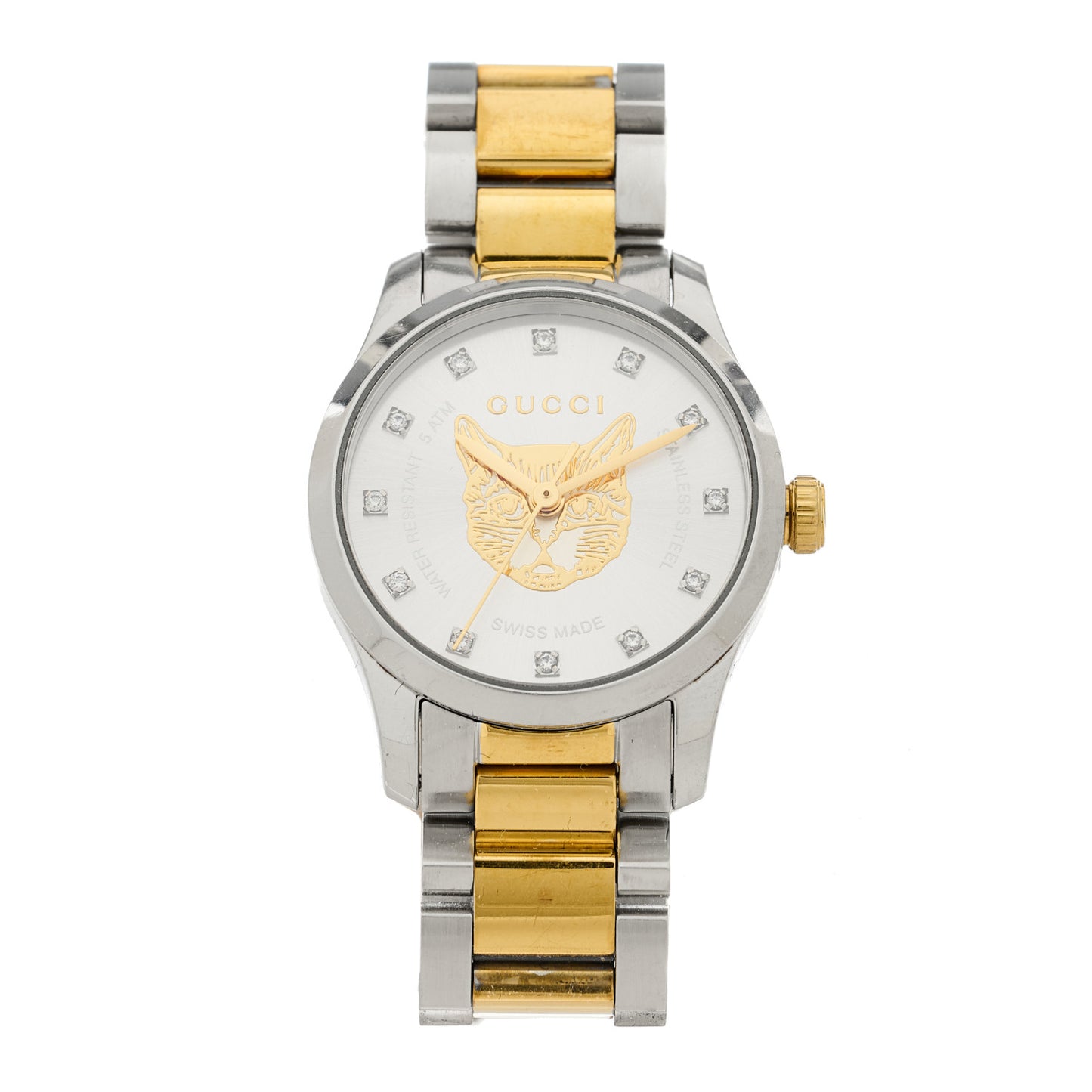 Stainless Steel Diamond 27mm G-Timeless Two Tone Cat Quartz Watch