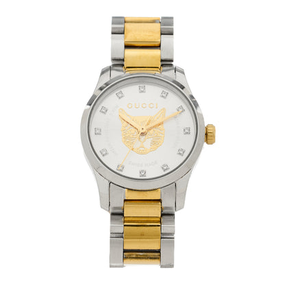 Gucci Stainless Steel Diamond 27mm G-Timeless Two Tone Cat Quartz Watch 1 of 4