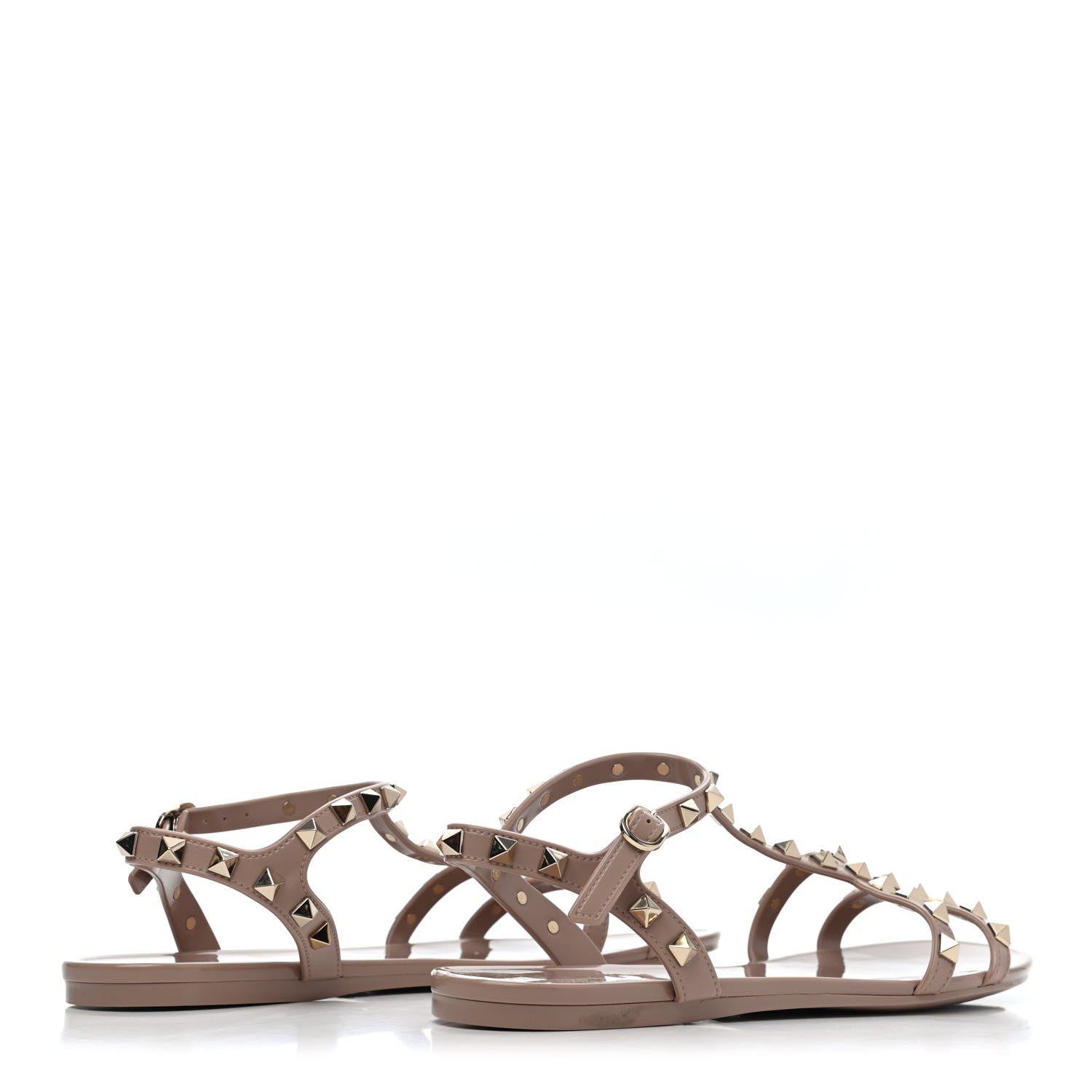 Valentino Garavani PVC Jelly Rockstud Caged Sandals 40 Poudre 3 of 4