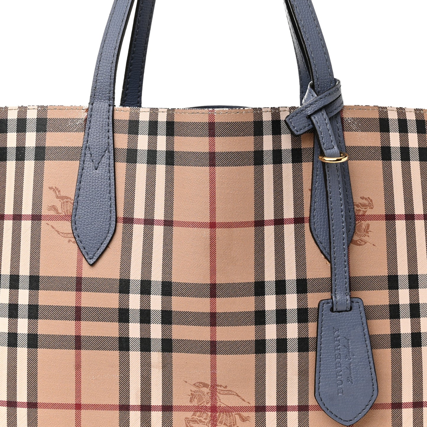 Calfskin Haymarket Check Small Reversible Tote Slate Blue