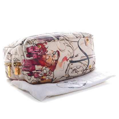 Prada X JAMES JEAN Cervo Lux Fairy Print Large Double Handle Boston Bag Prugna 6 of 12
