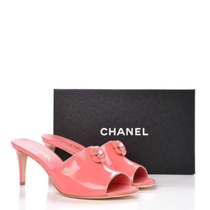 Chanel Patent Goatskin Camellia Mules 42 Pink 9 of 9