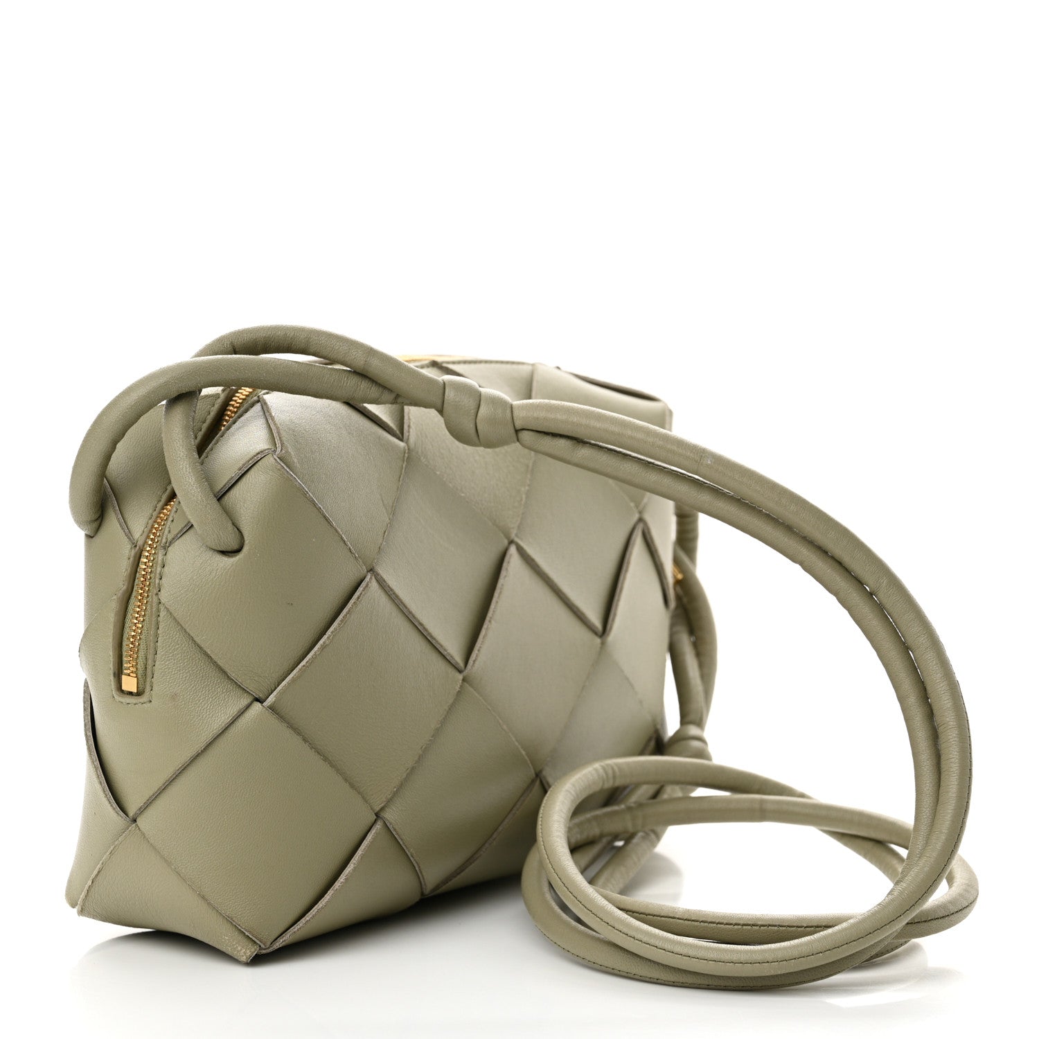 Bottega Veneta Lambskin Maxi Intrecciato Small Cassette Camera Bag Travertine 3 of 14