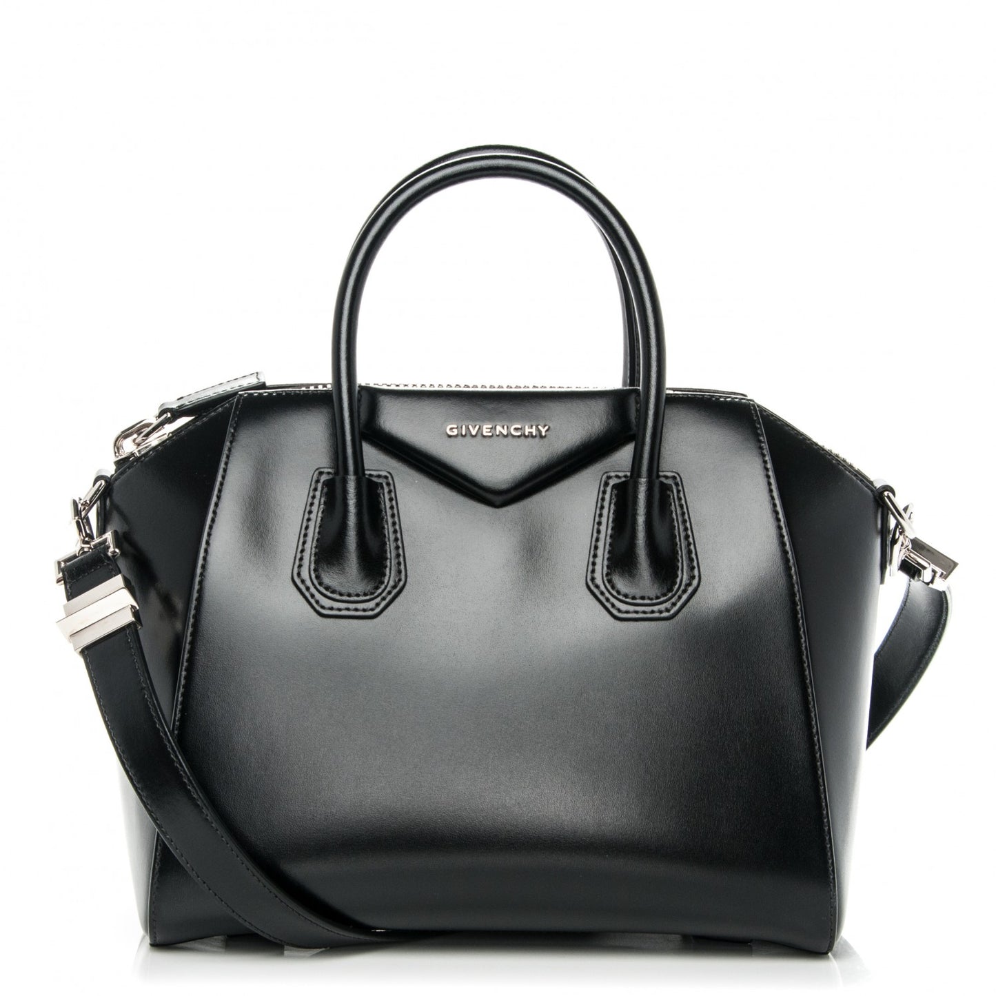 Shiny Lord Calfskin Small Antigona Black