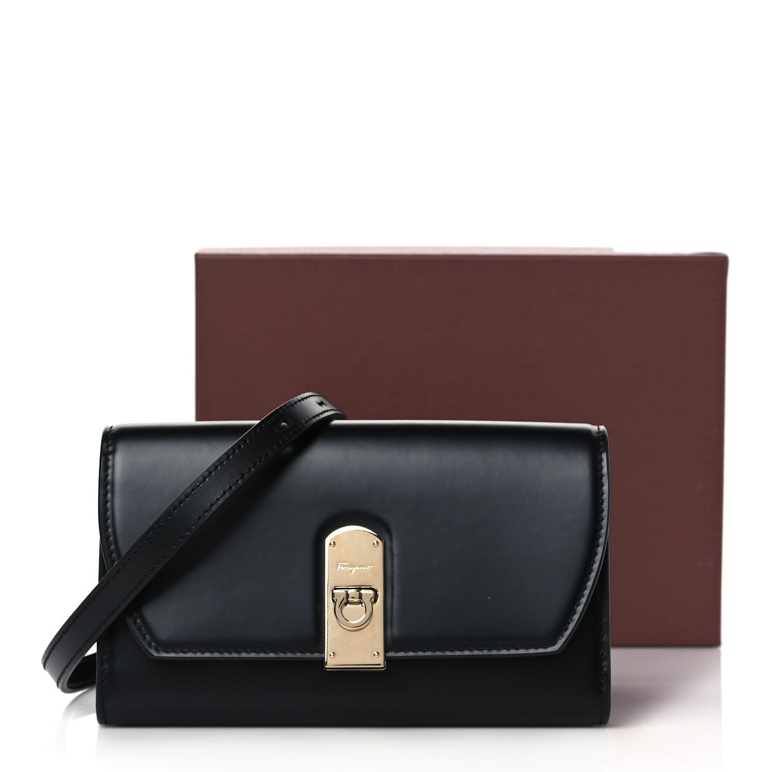 Salvatore Ferragamo Smooth Calfskin Boxyz Mini Crossbody Belt Bag Black 11 of 11