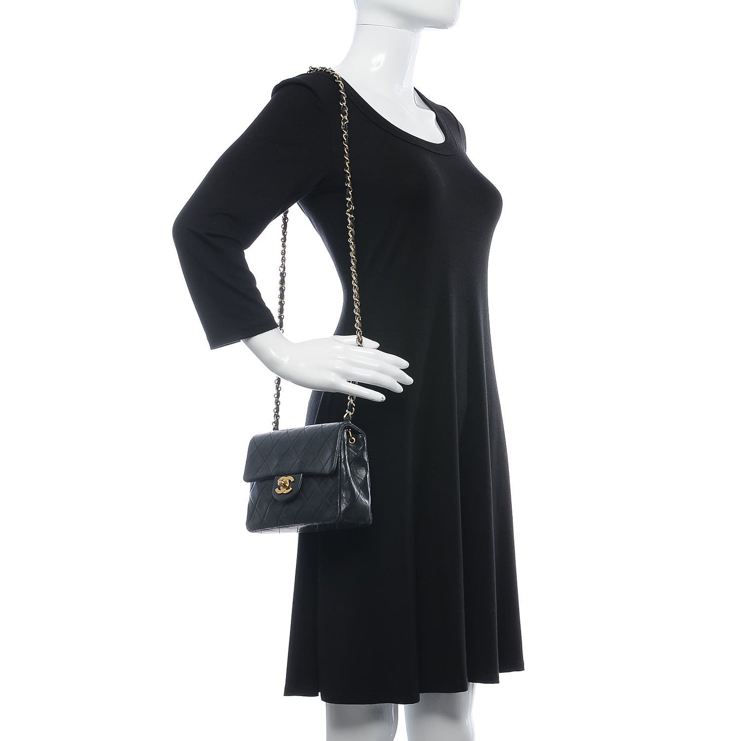 Lambskin Quilted Mini Square Flap Black