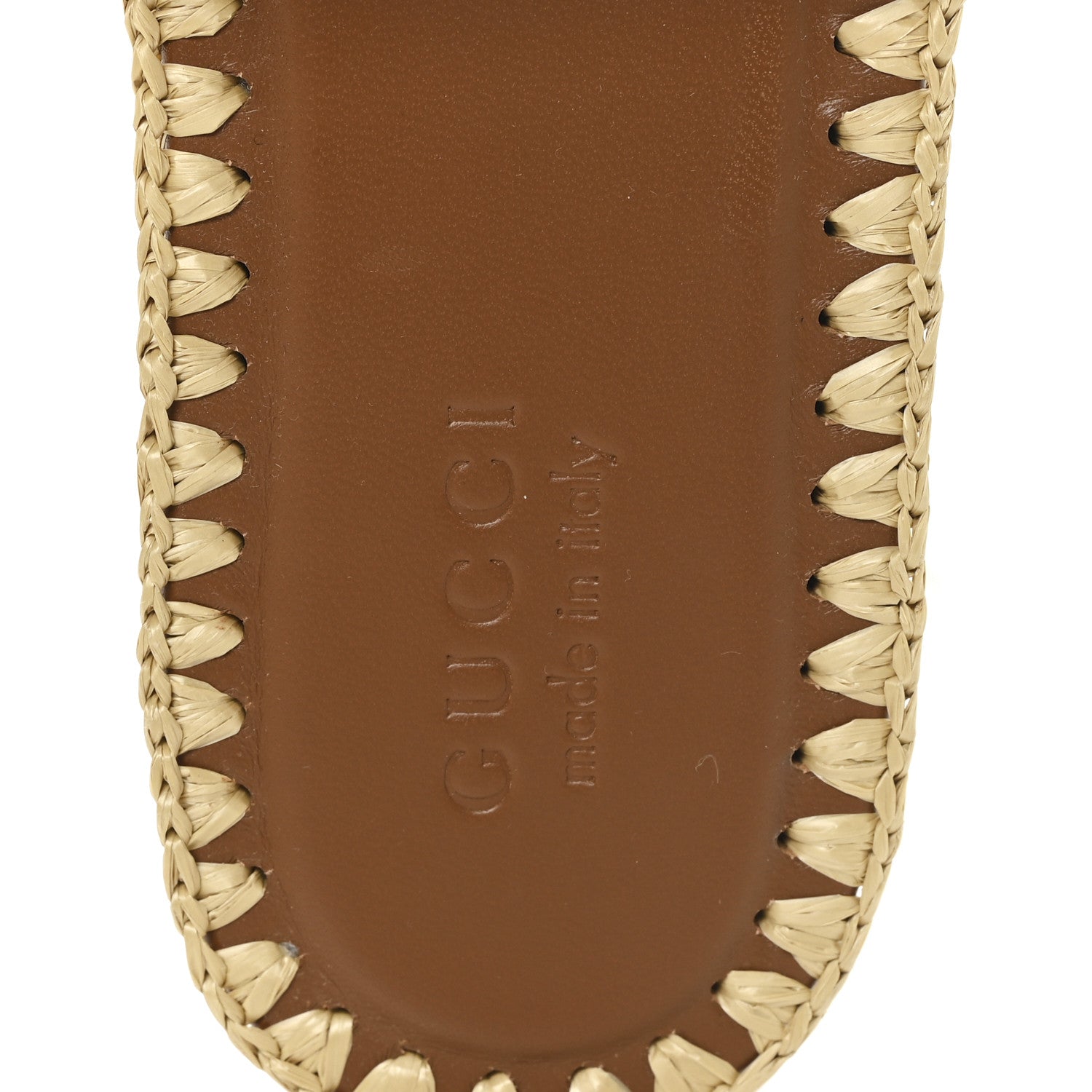 Gucci Raffia Interlocking G Flat Slide Sandals 37.5 Bright Natural Sundial 8 of 9