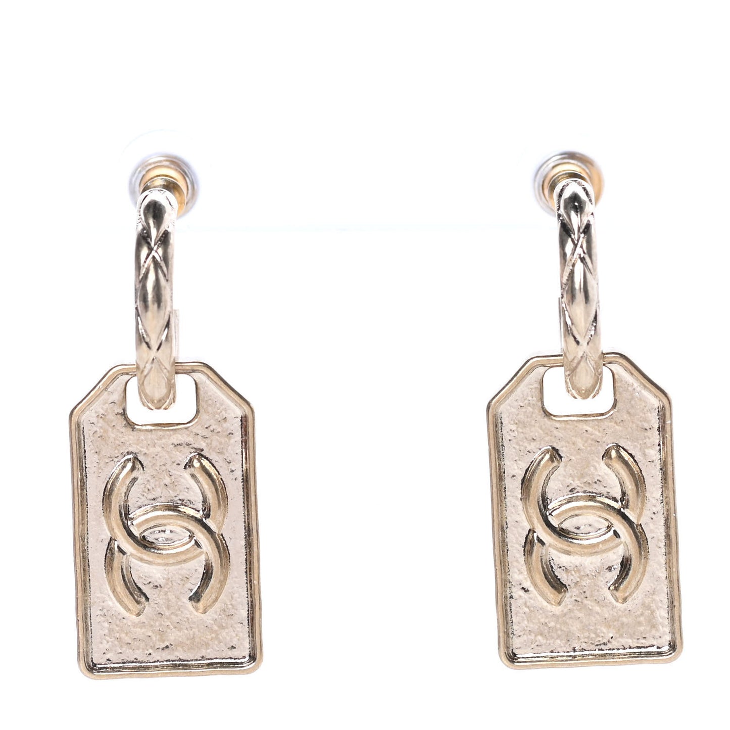 Tag Drop Earrings Gold