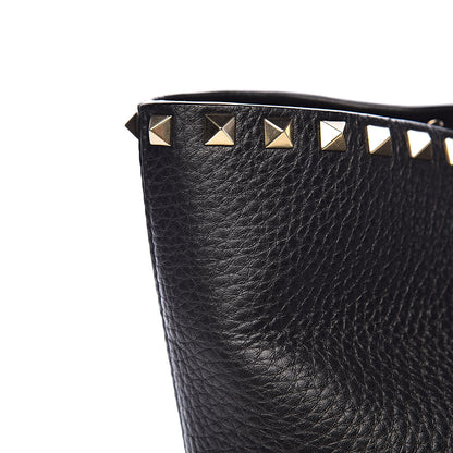 Valentino Garavani Grained Calfskin Rockstud Shoulder Tote Black 9 of 14