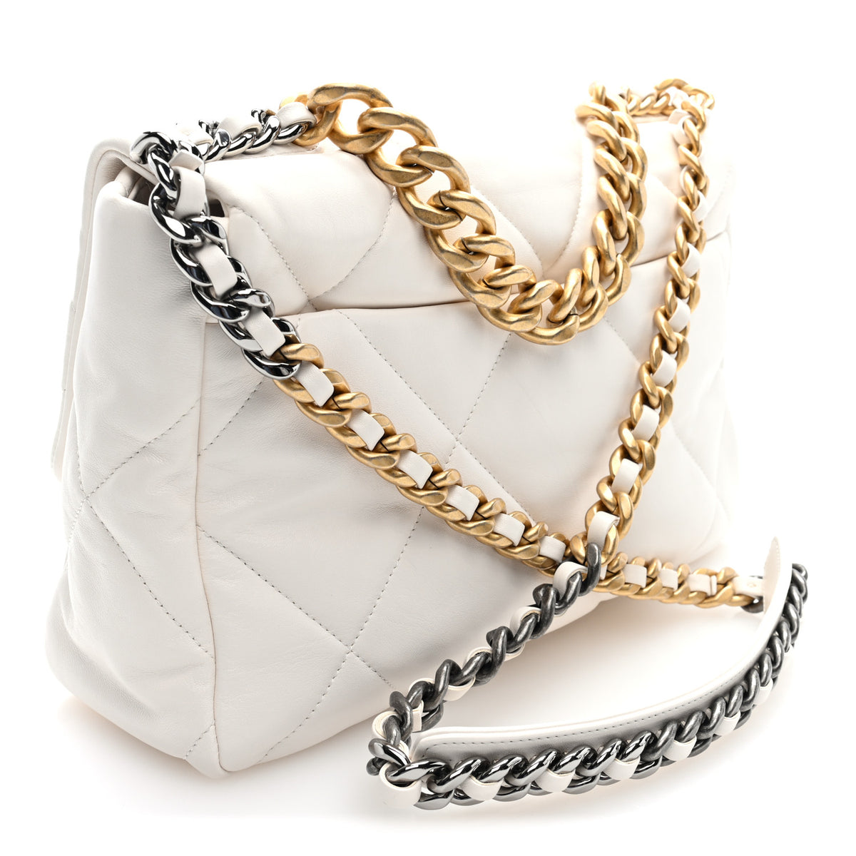 Chanel Lambskin Quilted Large Chanel 19 Flap White 2 of 9