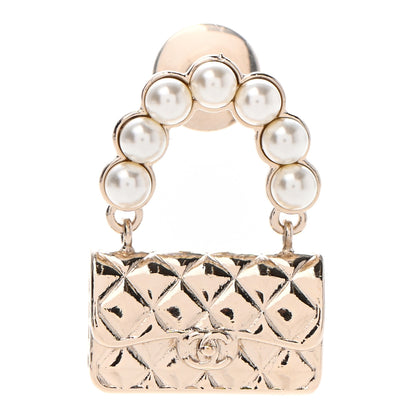 Chanel Pearl Quilted Flap Brooch Gold 1 of 5