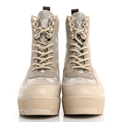 Louis Vuitton Suede Calfskin Laureate Platform Desert Boots 38 Taupe 3 of 9