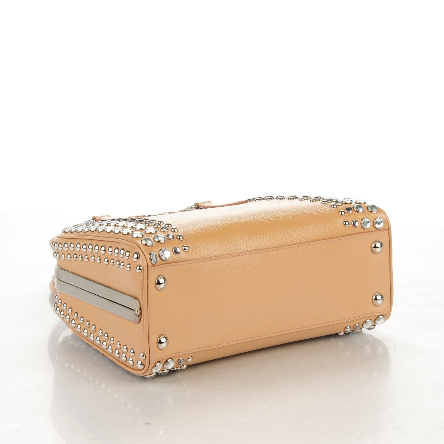 Saffiano Vernice Crystal Pyramid Bag Cammeo