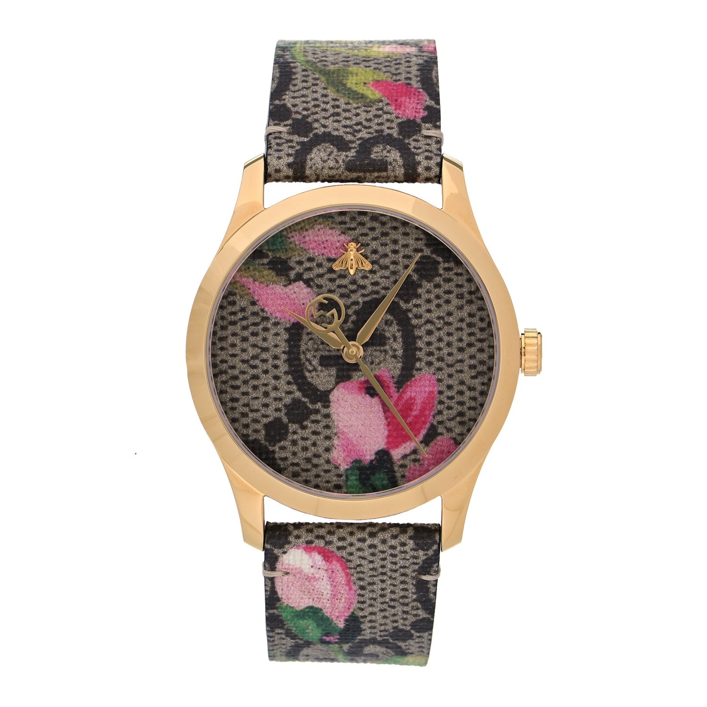 Stainless Steel Canvas 38mm G-Timeless Supreme GG Blooms Quartz Watch Brown