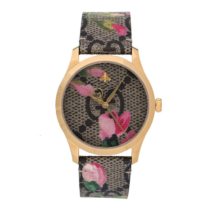 Gucci Stainless Steel Canvas 38mm G-Timeless Supreme GG Blooms Quartz Watch Brown 1 of 5