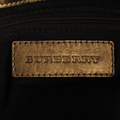 Burberry Haymarket Check Stripes Small Ravensdon Tote Gold 6 of 10