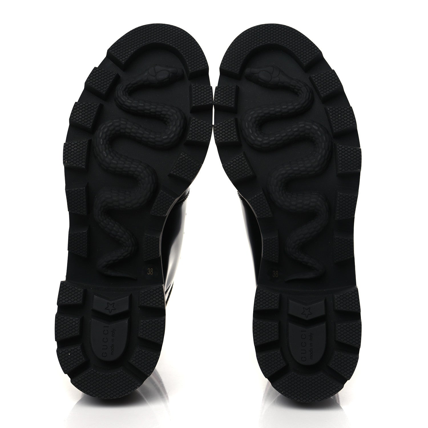 Gucci Calfskin Sylvie Web Womens Lace Up Combat Boots 38 Black 5 of 8