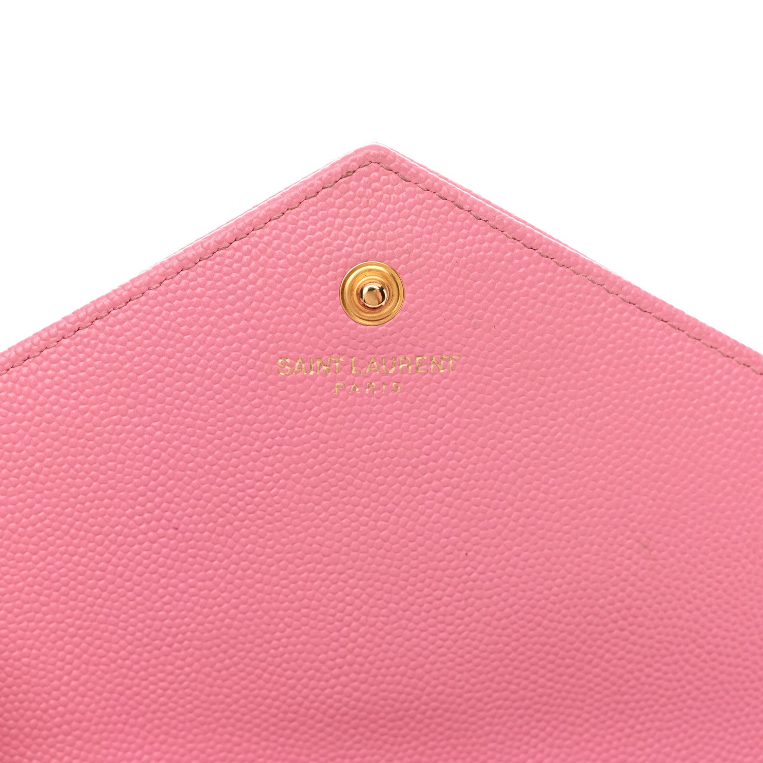 Saint Laurent Grain De Poudre Matelasse Chevron Monogram Chain Wallet Indian Pink 7 of 16