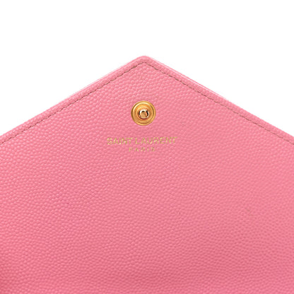 Saint Laurent Grain De Poudre Matelasse Chevron Monogram Chain Wallet Indian Pink 7 of 16