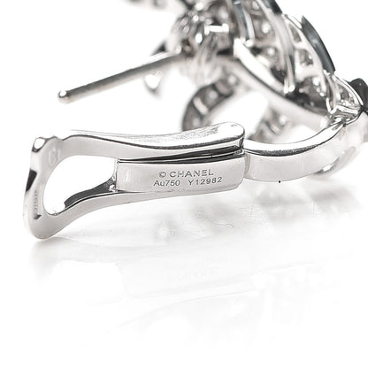 Chanel 18K White Gold Diamond Plume De Chanel Earrings 4 of 5
