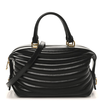 Salvatore Ferragamo Calfskin Quilted Bowling Top Handle Shoulder Bag Black 1 of 9