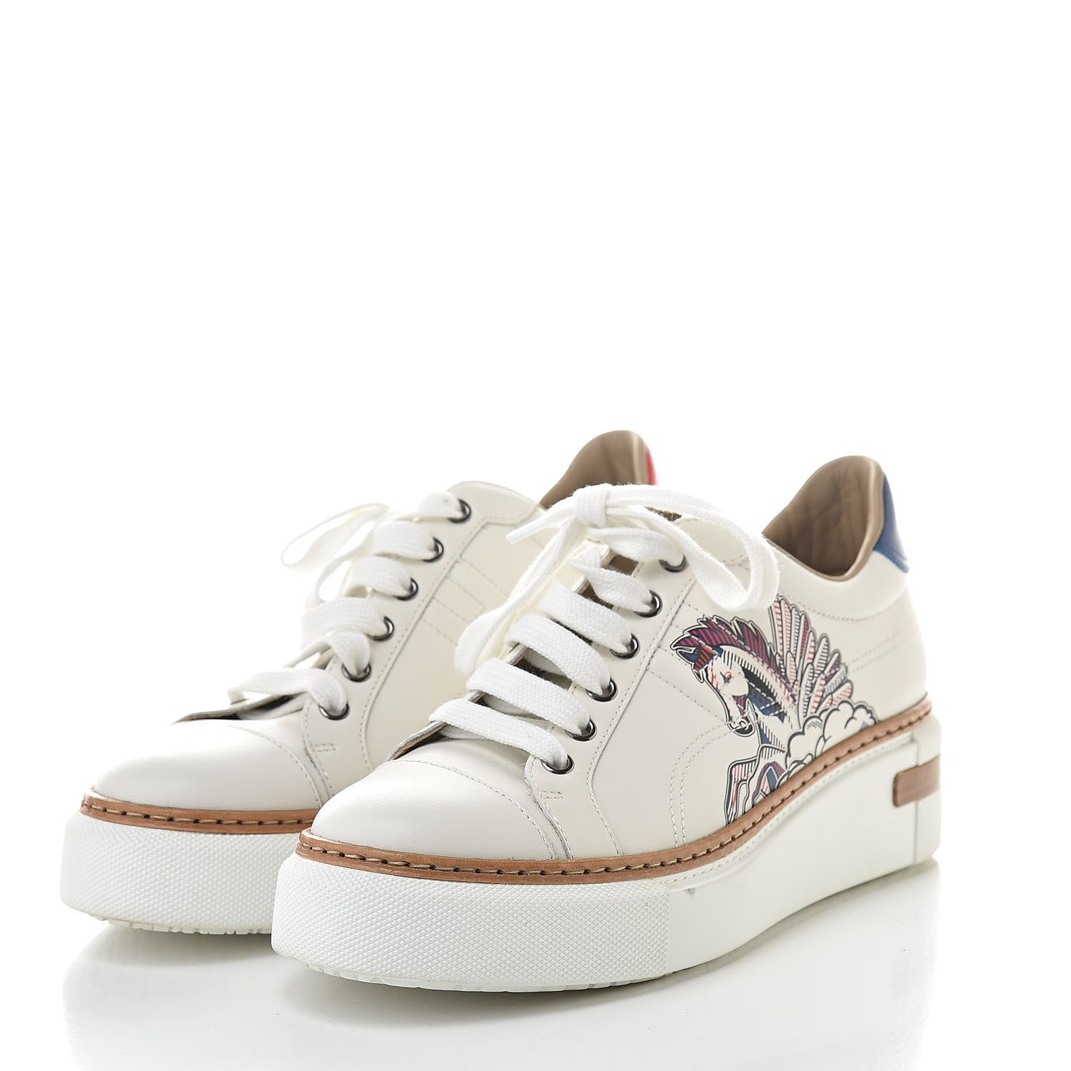 Hermes Calfskin Pegase Pop Polo Sneakers 37.5 Multicolor White 3 of 11