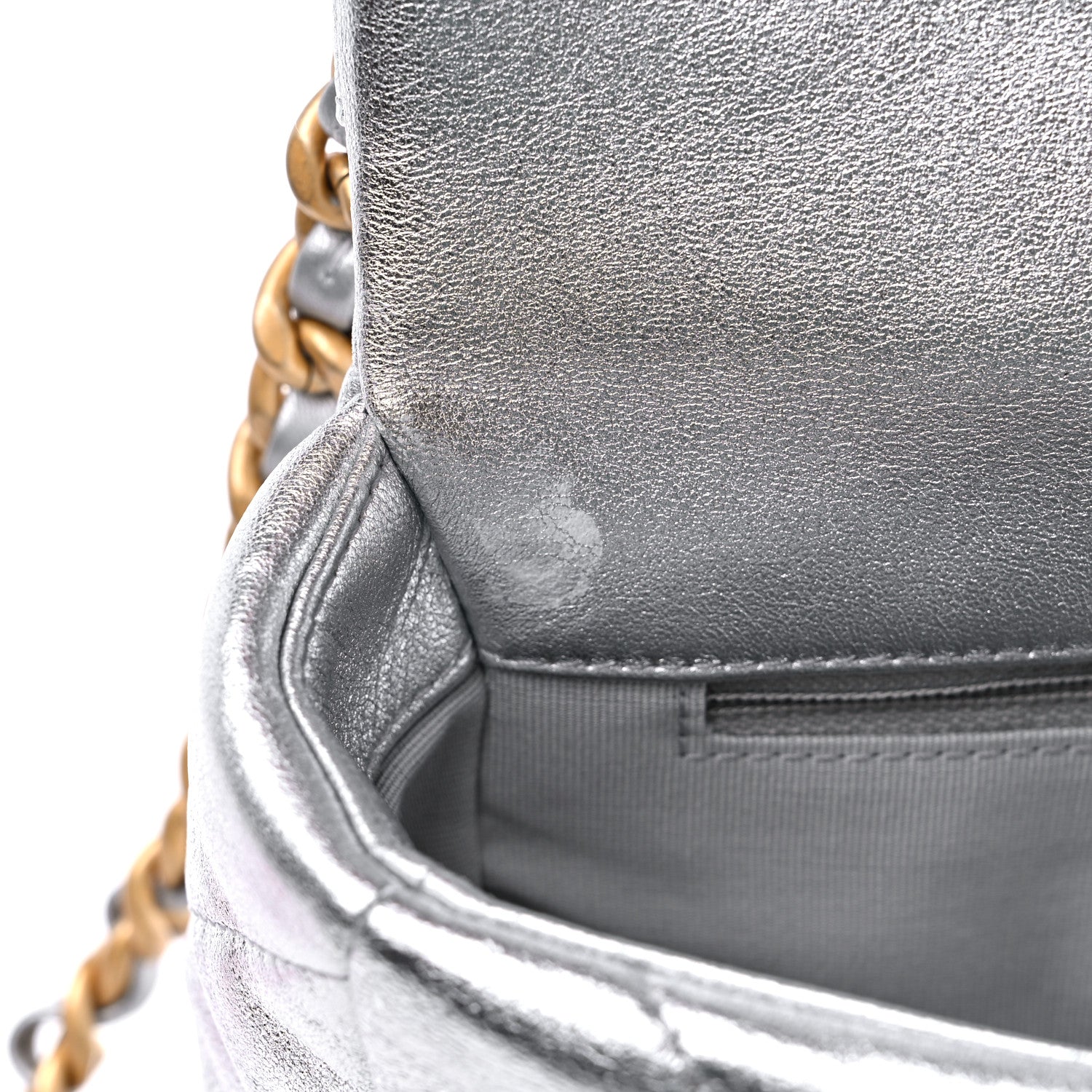 Chanel Metallic Lambskin Quilted Medium Chanel 19 Flap Silver 7 of 10