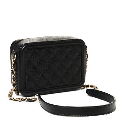 Chanel Caviar Quilted CC Filigree Vanity Clutch With Chain Black 3 of 10