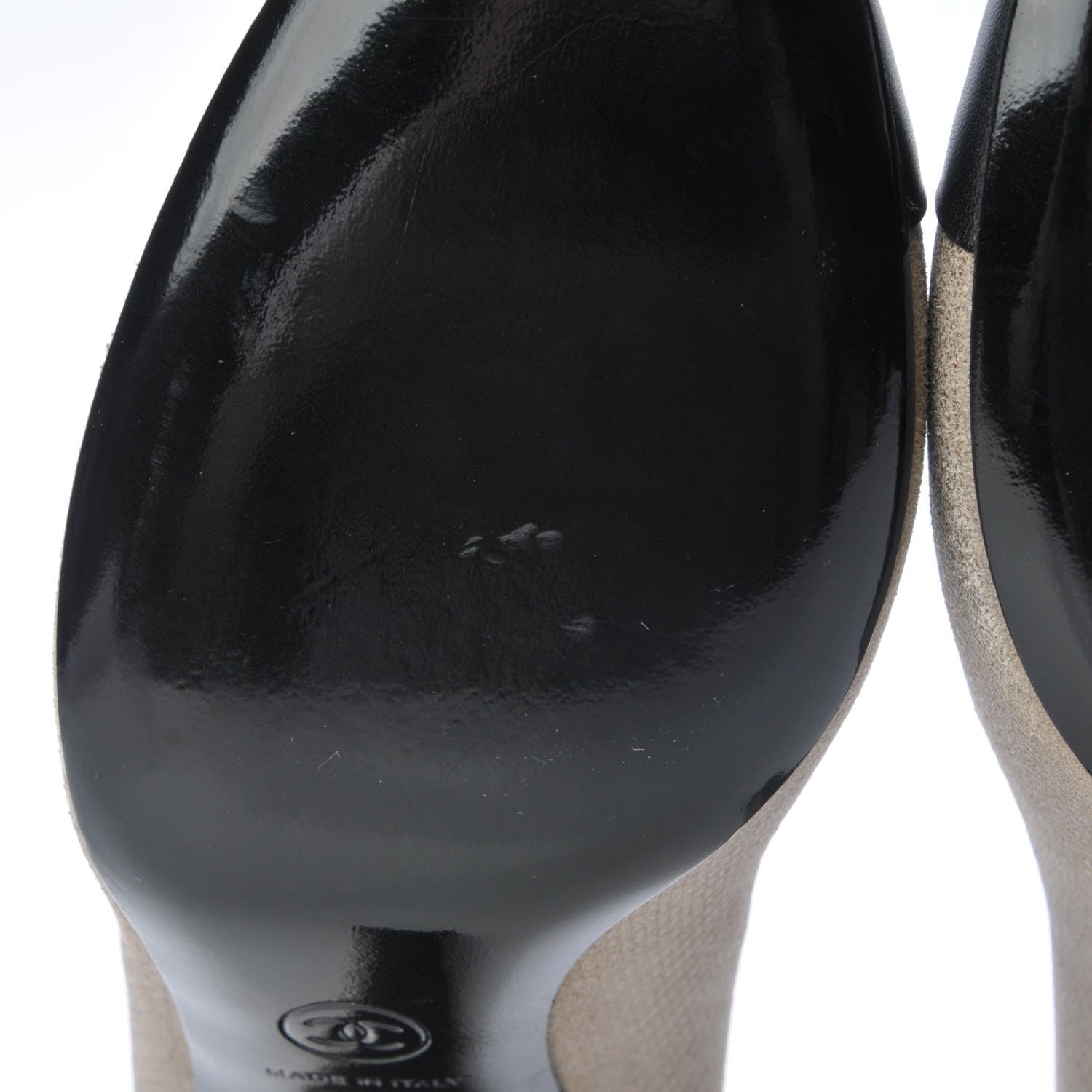 Chanel Embossed Lambskin Calfskin CC Cap Toe Pumps 38.5 Black 6 of 17