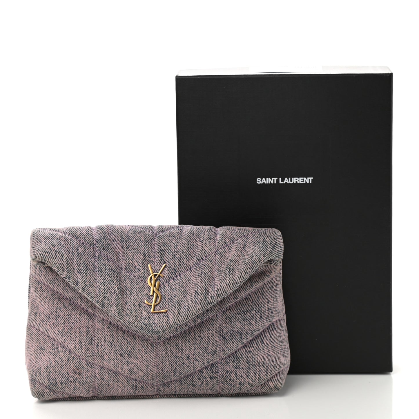 Denim Quilted Loulou Puffer Monogram Pouch Clutch Bleached Lilac