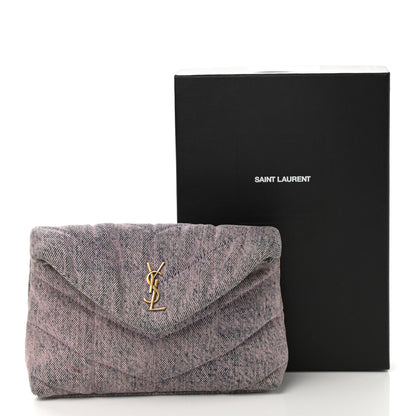 Saint Laurent Denim Quilted Loulou Puffer Monogram Pouch Clutch Bleached Lilac 11 of 11